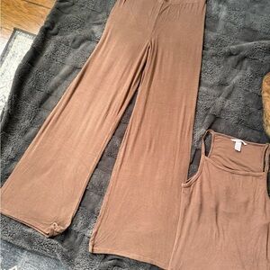 Victoria's Secret Brown Wide Leg Pajama set